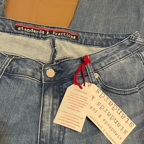 Standards & Practices Meryl Grommet Detail Wide Leg Jeans Cotton NWT Sz 14 - Picture 5 of 9